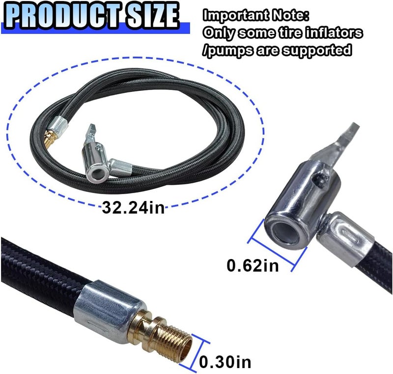 BDZMC Car Tire Inflator Hose Adapter, High-Pressure Air Compressor Hose, Lock-on Air Chuck Connector Extension Tube with Converting Nuts, Quick-Inflation Hose for Tire Pump - Image 2